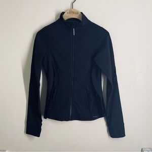 Good American Black Full Zip Jacket Size 1 (S) Mesh & Velvet Panels